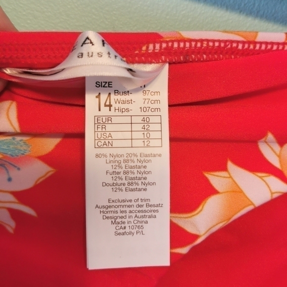 SEAFOLLY Bikini Bottom Hipster Red 12 New - Picture 5 of 5